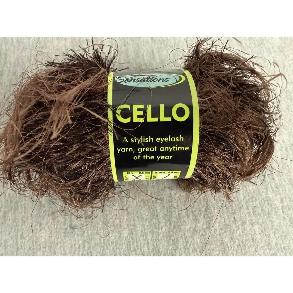 Sensations Cello Eyelash Yarn Mixed Lot of 6 Solid Purple White Mink Black